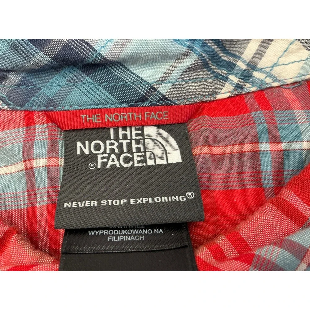 The North Face Shirt Plaid Short Sleeve Button Down Red Blue Mens XXL Hiking